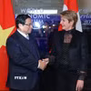 Thủ tướng Phạm Minh Chính hội đàm với Tổng thống Liên bang Thụy Sĩ Karin Keller-Sutter. (Ảnh: Dương Giang/TTXVN)