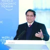 Thủ tướng Phạm Minh Chính chủ trì Phiên đối thoại chiến lược quốc gia Việt Nam-WEF. (Ảnh: Dương Giang/TTXVN)