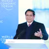 Thủ tướng Phạm Minh Chính chủ trì Phiên đối thoại chiến lược quốc gia Việt Nam-WEF. (Ảnh: Dương Giang/TTXVN)
