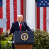 Tổng thống Mỹ Donald Trump phát biểu tại Nhà Trắng ở Washington, D.C. (Ảnh: THX/TTXVN)