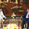 Thủ tướng Phạm Minh Chính tiếp bà Maria Zingoni, Tổng Giám đốc điều hành của các doanh nghiệp điện lực thuộc Tập đoàn GE Vernova (Hoa Kỳ). (Ảnh: Dương Giang/TTXVN)