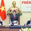 Chủ tịch Quốc hội Trần Thanh Mẫn, Chủ tịch Hội đồng Bầu cử quốc gia phát biểu. (Ảnh: Doãn Tấn/TTXVN)
