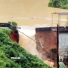 Hiện trường đập thủy điện Bắc Khê (Lạng Sơn) bị vỡ chiều 7/10/2025. (Ảnh: TTXVN phát)