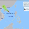 Hướng di chuyển của áp thấp nhiệt đới, chiều 25/6. (Ảnh: TTXVN phát)