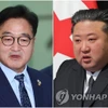 Chủ tịch Quốc hội Hàn Quốc Woo Won Shik và nhà lãnh đạo Triều Tiên Kim Jong Un. (Nguồn: Yonhap)
