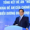 Thủ tướng Phạm Minh Chính phát biểu tại Hội nghị tổng kết Đề án hỗ trợ phụ nữ khởi nghiệp. (Ảnh: Dương Giang/TTXVN)