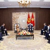 Tổng Bí thư Tô Lâm tiếp bà Men Sam An, Phó Chủ tịch Đảng Nhân dân Campuchia, Chủ tịch Hội đồng Quốc gia Mặt trận Đoàn kết Phát triển Tổ quốc Campuchia. (Ảnh: Thống Nhất/TTXVN)