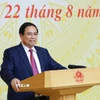 Thủ tướng Phạm Minh Chính kết luận Hội nghị Tổng kết năm học 2024-2025 và triển khai nhiệm vụ năm học 2025-2026. (Ảnh: Dương Giang/TTXVN)