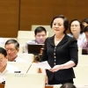 Bộ trưởng Bộ Nội vụ Phạm Thị Thanh Trà phát biểu giải trình, làm rõ một số vấn đề đại biểu Quốc hội nêu. (Ảnh: Doãn Tấn/TTXVN)