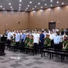 Các bị cáo tại phiên xét xử sơ thẩm vụ án xảy ra tại Tập đoàn FLC. (Ảnh: Phạm Kiên/TTXVN)