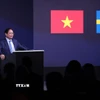 Thủ tướng Phạm Minh Chính phát biểu tại Diễn đàn kinh tế Việt Nam-Thụy Điển. (Ảnh: Dương Giang/TTXVN)