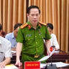 Đại tá Trịnh Văn Giang thông tin một số vụ việc tại cuộc họp báo. (Nguồn: Báo Người Lao động)