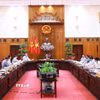 Thủ tướng Phạm Minh Chính chủ trì cuộc họp về dự thảo phát triển giáo dục, đào tạo và chăm sóc sức khoẻ nhân dân. (Ảnh: Dương Giang/TTXVN)