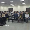 Các bị cáo tại phiên tranh luận. (Ảnh: Kim Anh/TTXVN)