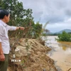 Khu vực sạt lở ven sông Hương, do ảnh hưởng các đợt mưa lũ lịch sử. (Ảnh: Mai Trang/TTXVN)