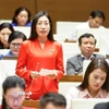 Đại biểu Quốc hội tỉnh Tây Ninh Hoàng Thị Thanh Thúy phát biểu. (Ảnh: Doãn Tấn/TTXVN)