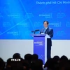 Thủ tướng Phạm Minh Chính phát biểu tại Diễn đàn Kinh tế mùa thu 2025. (Ảnh: Dương Giang/TTXVN)