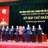 Lãnh đạo thành phố Hải Phòng tặng hoa chúc mừng Chủ tịch, các Phó Chủ tịch và Trưởng các ban của HĐND thành phố Hải Phòng nhiệm kỳ 2026-2031. (Ảnh: Mạnh Tú/TTXVN)