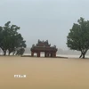Nước sông Hương dâng cao, Nghinh Lương Đình (phường Phú Xuân) chìm trong nước lũ. (Ảnh: Văn Dũng/TTXVN)