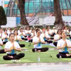 Đồng diễn Yoga tại Ngày Quốc tế Yoga. (Ảnh: Trần Trang/TTXVN)