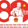 Mẫu Biểu trưng (logo) sử dụng chính thức trong các hoạt động tuyên truyền Kỷ niệm 80 năm Ngày Tổng tuyển cử đầu tiên bầu Quốc hội Việt Nam (06/01/1946-06/01/2026) của tác giả Hồ Sỹ Khải (Đồng Tháp). (Ảnh: TTXVN)