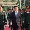 Chủ tịch nước Lương Cường với Lãnh đạo Bộ Quốc phòng và Học viện Quốc phòng. (Ảnh: Lâm Khánh/TTXVN)
