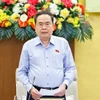 Chủ tịch Quốc hội Trần Thanh Mẫn, Chủ tịch Hội đồng Bầu cử quốc gia phát biểu. (Ảnh: Doãn Tấn/TTXVN)