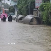 Khu dân cư Bắc Nha Trang ngập sâu. (Ảnh: Đặng Tuấn/TTXVN)