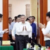 Tổng Bí Thư Tô Lâm đến làm việc với Ban Tổ chức Trung ương. (Ảnh: Thống Nhất/TTXVN)