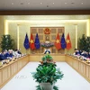 Thủ tướng Phạm Minh Chính tiếp đại diện Phái đoàn Liên minh châu Âu tại Việt Nam và Đại sứ các nước thành viên EU tại Việt Nam. (Ảnh: Dương Giang/TTXVN)