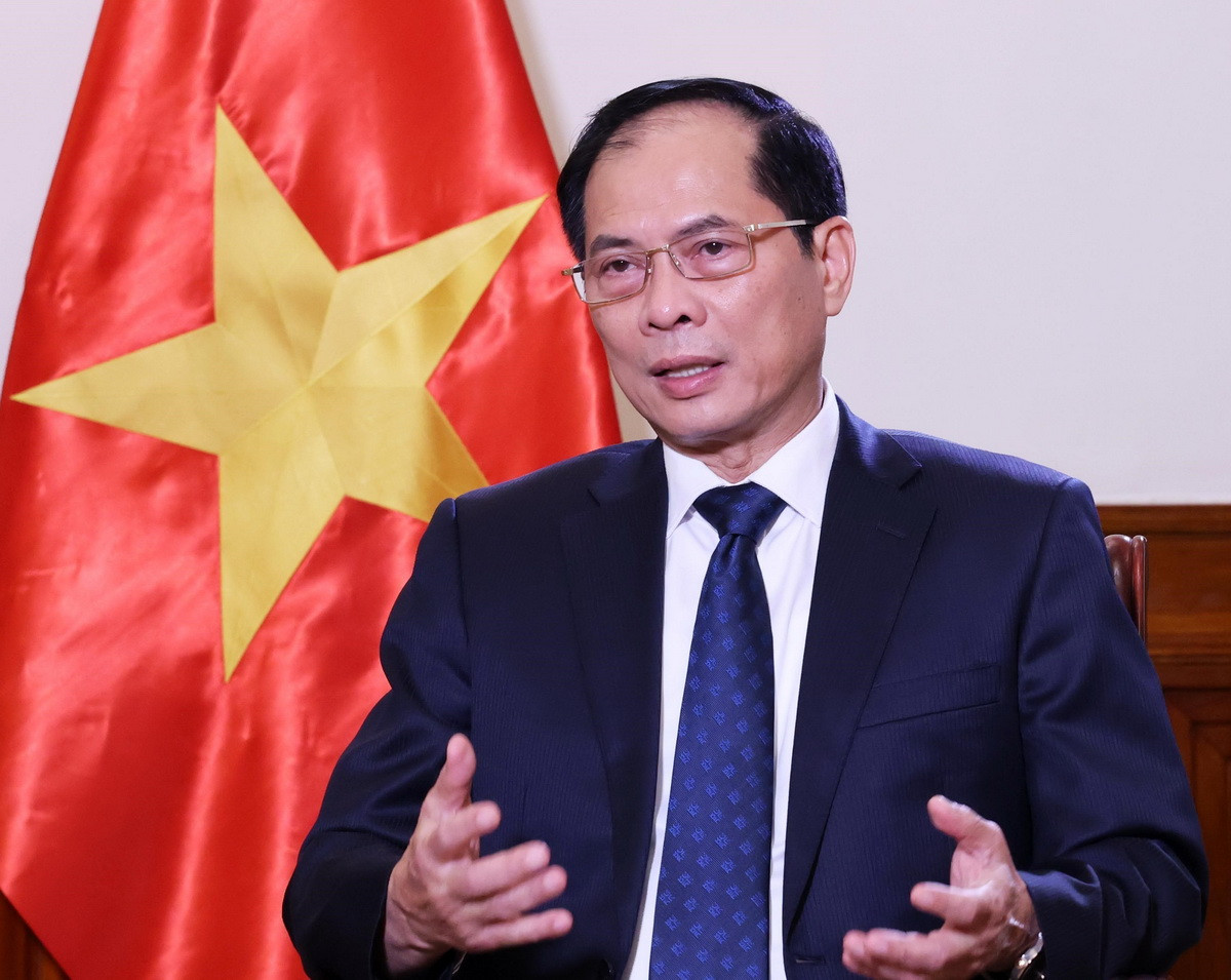 Bộ trưởng Ngoại giao Bùi Thanh Sơn trả lời phỏng vấn về vai trò to lớn của Tổng Bí thư Nguyễn Phú Trọng đối với nền Ngoại giao Việt Nam. (Ảnh: Lâm Khánh/TTXVN) ttxvn_bui thanh son.jpg