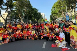 Dàn hoa hậu, nghệ sỹ sẽ tham gia lễ diễu hành đặc biệt của đất nước. (Ảnh: CTV/Vietnam+)