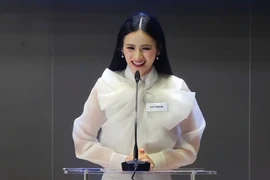 Hoa hậu Ý Nhi vừa hoàn thành vòng đầu của phần thi Head To Head Challenge. (Ảnh: NVCC)
