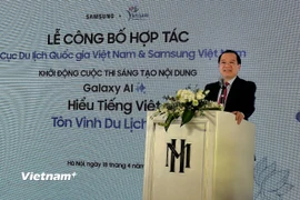 Phó Cục trưởng Cục Du lịch Quốc gia Việt Nam, ông Hà Văn Siêu công bố khởi động sự kiện. (Ảnh: Mai Mai/Vietnam+)