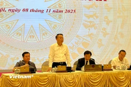 Thứ trưởng Bộ Tài chính Nguyễn Đức Chi tại buổi họp báo. (Ảnh: Mai Mai/Vietnam+)