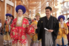 Màn trình diễn, diễu hành cổ phục, quảng bá văn hóa Việt Nam ấn tượng tại EXPO Osaka 2025. (Ảnh: CTV/Vietnam+)