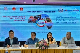 Ban tổ chức họp báo giới thiệu ITE HCMC 2025. (Ảnh: Mai Mai/Vietnam+)