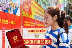 Nhờ ứng dụng VNeID, thông tin khu vực bầu cử và khả năng đăng ký thay đổi địa điểm bầu cử được các sinh viên thực hiện nhanh chóng. (Ảnh: Thanh Phong/Vietnam+)