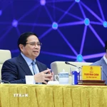 Thủ tướng Phạm Minh Chính chủ trì Diễn đàn Quốc gia phát triển kinh tế số và xã hội số lần thứ 3. (Ảnh: Dương Giang/TTXVN)