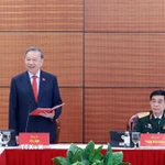 Tổng Bí thư Tô Lâm phát biểu thảo luận tại Đoàn. (Ảnh: TTXVN)