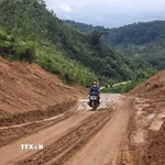 Sạt lở nặng nề ở vùng miền núi phía Tây thành phố Đà Nẵng. (Ảnh: Khoa Chương/TTXVN)