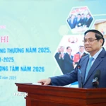 Thủ tướng Phạm Minh Chính phát biểu chỉ đạo Hội nghị triển khai nhiệm vụ trọng tâm năm 2026 ngành công thương. (Ảnh: Dương Giang/TTXVN)