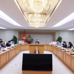 Phó Thủ tướng Trần Hồng Hà chủ trì họp nghe báo cáo về việc phê duyệt tổng hạn ngạch phát thải khí nhà kính cho năm 2025-2026. (Ảnh: Văn Điệp/TTXVN)