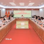 Quang cảnh hội nghị sơ kết 6 tháng đầu năm và triển khai phương hướng, nhiệm vụ 6 tháng cuối năm 2026 của Ban Chỉ đạo 35 về bảo vệ nền tảng tư tưởng của Đảng, đấu tranh phản bác quan điểm sai trái, thù địch của TTXVN. (Ảnh: Phan Phương/TTXVN)