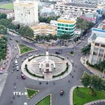 Quang cảnh trung tâm Ngã Sáu, thành phố Buôn Ma Thuột (tỉnh Đắk Lắk) nhìn từ trên cao. (Ảnh tư liệu: Hoài Thu/TTXVN)