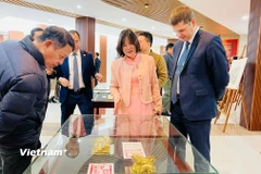 Không gian giới thiệu Di sản tư liệu thế giới và tài liệu lưu trữ quốc gia tiêu biểu vừa ra mắt sáng nay, tại Hà Nội. (Ảnh: Mai Mai/Vietnam+)