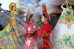 Các thiết kế trong bộ sưu tập áo dài nghệ thuật “Linh khí Việt – The Sacred Spirit of Vietnam.” (Ảnh: NVCC)