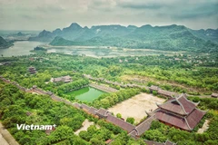 Chùa Bái Đính nằm trong Quần thể danh thắng Tràng An - Di sản văn hóa và thiên nhiên thế giới. (Ảnh: Vietnam+)