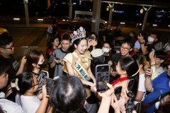 Tối qua (14/11), Hoa hậu Thanh Thủy đã lên đường trở lại Nhật Bản để đồng hành cùng các thí sinh Miss International 2025. (Ảnh: CTV/Vietnam+)