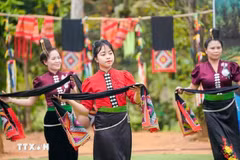 Một hoạt động văn hóa tại không gian Làng Văn hóa-Du lịch các dân tộc Việt Nam. (Ảnh: Khánh Hòa/TTXVN)